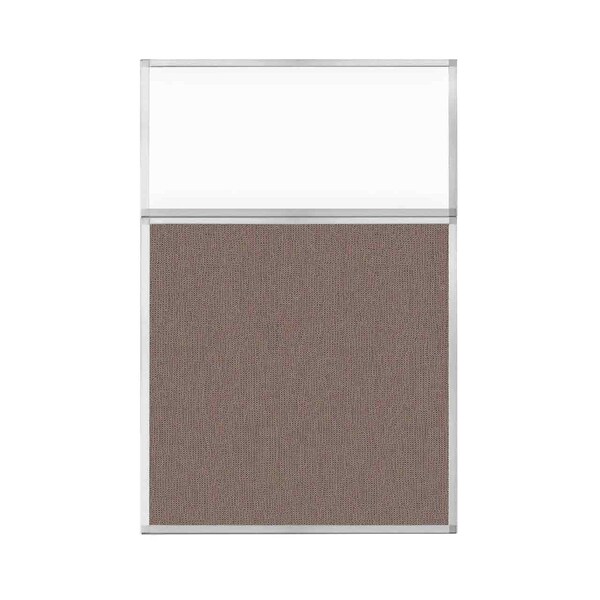 Hush Panel Configurable Cubicle Partition 4' x 6' W/ Window Latte Fabric Clear Window